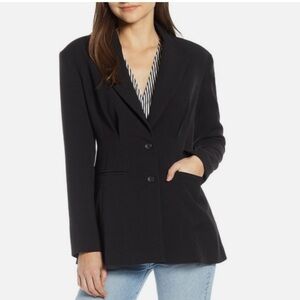Something Navy • Waist Emphasis Blazer Jacket in Black